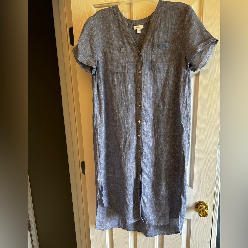 SUMMER weight chambray linen dress. Can be worn as jacket over tank